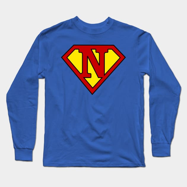 Superhero Symbol Letter N Long Sleeve T-Shirt by NextLevelDesignz